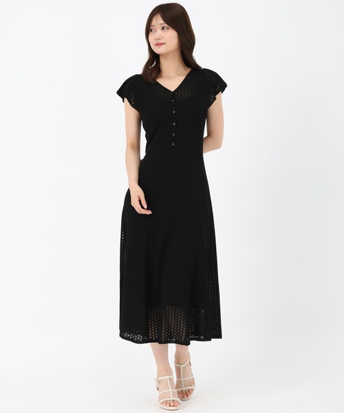 ワンピース MAISONCLOSE ウエストシャーリングスキッパーフラワープリントワンピース