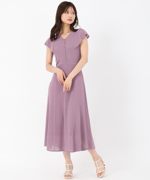 MISCH MASCH(ミッシュマッシュ)の「クロシェ風透かし柄ニットワンピース(ワンピース・レディース・ブラック/ベージュ/パープル・フリ-)」の10枚目の写真