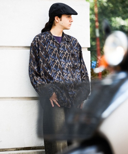 niko and...(ニコアンド)の「総柄オープンカラーシャツ(シャツ/ブラウス・メンズ・ネイビー/ブラウン・MEDIUM/LARGE)」の2枚目の写真