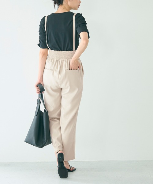 coca（coca）（コカ）の「【WEB限定セール】ウエストシャーリングサロペット（サロペット/オーバーオール・レディース・ライトベージュ/ブラック・M/S/L）」の7枚目の写真