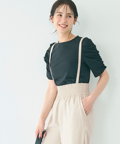 coca（coca）（コカ）の「【WEB限定セール】ウエストシャーリングサロペット（サロペット/オーバーオール・レディース・ライトベージュ/ブラック・M/S/L）」の8枚目の写真