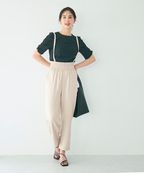 coca（coca）（コカ）の「【WEB限定セール】ウエストシャーリングサロペット（サロペット/オーバーオール・レディース・ライトベージュ/ブラック・M/S/L）」の9枚目の写真