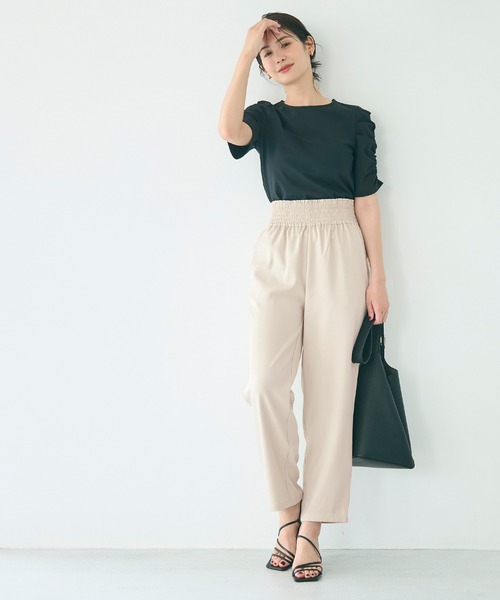 coca（coca）（コカ）の「【WEB限定セール】ウエストシャーリングサロペット（サロペット/オーバーオール・レディース・ライトベージュ/ブラック・M/S/L）」の10枚目の写真