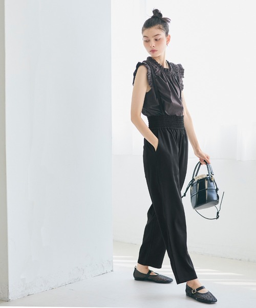 coca（coca）（コカ）の「【WEB限定セール】ウエストシャーリングサロペット（サロペット/オーバーオール・レディース・ライトベージュ/ブラック・M/S/L）」の12枚目の写真