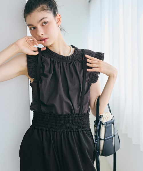 coca（coca）（コカ）の「【WEB限定セール】ウエストシャーリングサロペット（サロペット/オーバーオール・レディース・ライトベージュ/ブラック・M/S/L）」の13枚目の写真