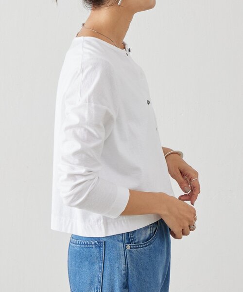 BEARDSLEY（ビアズリー）の「スラブショートカーディガン（カーディガン/ボレロ・レディース・グレー/ホワイト・FREE）」の6枚目の写真