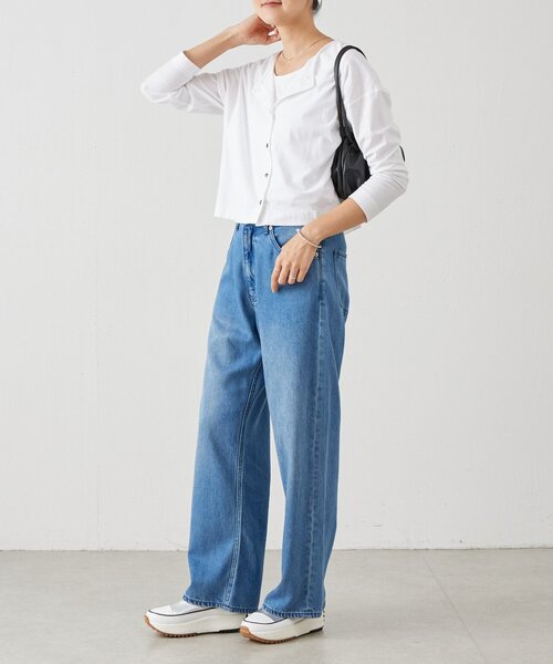 BEARDSLEY（ビアズリー）の「スラブショートカーディガン（カーディガン/ボレロ・レディース・グレー/ホワイト・FREE）」の8枚目の写真