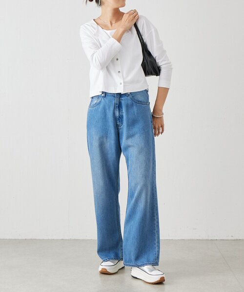 BEARDSLEY（ビアズリー）の「スラブショートカーディガン（カーディガン/ボレロ・レディース・グレー/ホワイト・FREE）」の9枚目の写真