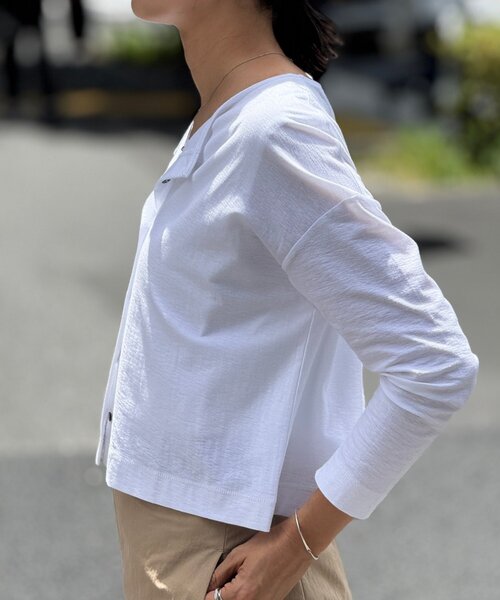 BEARDSLEY（ビアズリー）の「スラブショートカーディガン（カーディガン/ボレロ・レディース・グレー/ホワイト・FREE）」の15枚目の写真