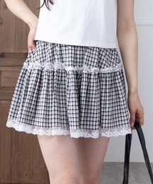 clear | 無地＆チェック柄レースフレアミニスカート[バレエコア ガーリー ミニ丈]≪SS新作≫(スカート)