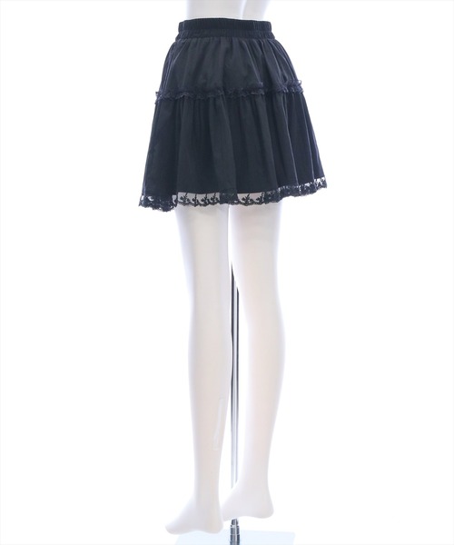 clear（クリア）の「無地＆チェック柄レースフレアミニスカート[バレエコア ガーリー ミニ丈]（スカート・レディース・ブラック/オフホワイト/ブラック系その他・F）」の12枚目の写真