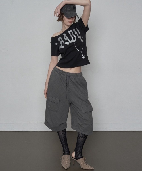 SETUPEXE（セットアップイーエックスイー）の「【SETUP‐EXE】BABY WIDE NECK TOP / 【セットアップエグゼ】ベイビーワイドネック半袖Tシャツ（Tシャツ/カットソー・レディース・ブラック/ホワイト・ONE SIZE）」の12枚目の写真