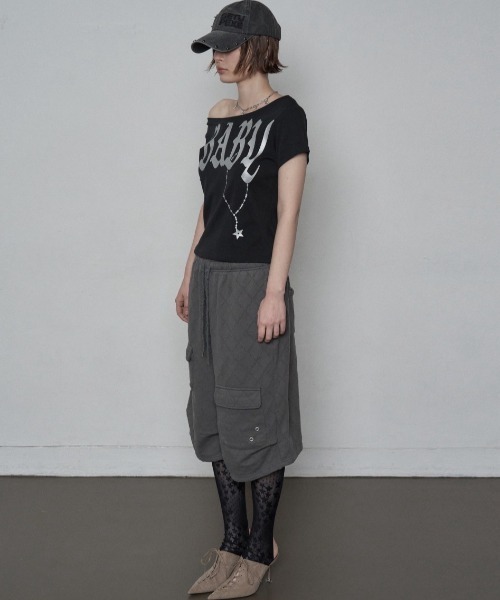 SETUPEXE（セットアップイーエックスイー）の「【SETUP‐EXE】BABY WIDE NECK TOP / 【セットアップエグゼ】ベイビーワイドネック半袖Tシャツ（Tシャツ/カットソー・レディース・ブラック/ホワイト・ONE SIZE）」の16枚目の写真