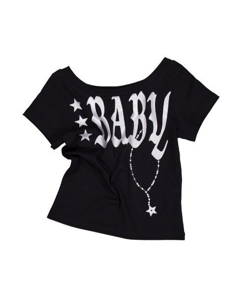 SETUPEXE（セットアップイーエックスイー）の「【SETUP‐EXE】BABY WIDE NECK TOP / 【セットアップエグゼ】ベイビーワイドネック半袖Tシャツ（Tシャツ/カットソー・レディース・ブラック/ホワイト・ONE SIZE）」の18枚目の写真