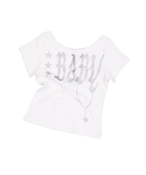 SETUPEXE（セットアップイーエックスイー）の「【SETUP‐EXE】BABY WIDE NECK TOP / 【セットアップエグゼ】ベイビーワイドネック半袖Tシャツ（Tシャツ/カットソー・レディース・ブラック/ホワイト・ONE SIZE）」の10枚目の写真