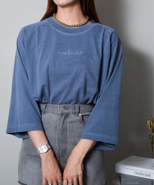spiritoso（スピリトーゾ）の「【spiritoso】Complicated刺繍 ラグランTシャツ（Tシャツ/カットソー・レディース・ブラウン/ラベンダー/オレンジ/グレイッシュベージュ・FREE）」の5枚目の写真