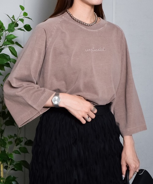 spiritoso（スピリトーゾ）の「【spiritoso】Complicated刺繍 ラグランTシャツ（Tシャツ/カットソー・レディース・ブラウン/ラベンダー/オレンジ/グレイッシュベージュ・FREE）」の8枚目の写真