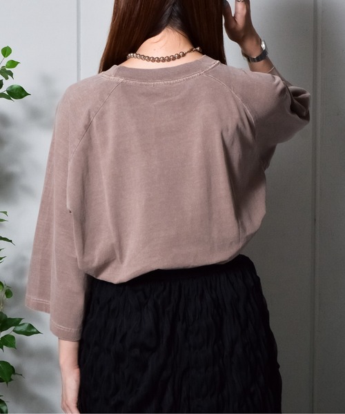 spiritoso（スピリトーゾ）の「【spiritoso】Complicated刺繍 ラグランTシャツ（Tシャツ/カットソー・レディース・ブラウン/ラベンダー/オレンジ/グレイッシュベージュ・FREE）」の9枚目の写真