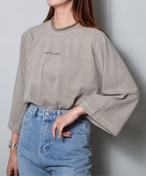 spiritoso（スピリトーゾ）の「【spiritoso】Complicated刺繍 ラグランTシャツ（Tシャツ/カットソー・レディース・ブラウン/ラベンダー/オレンジ/グレイッシュベージュ・FREE）」の11枚目の写真
