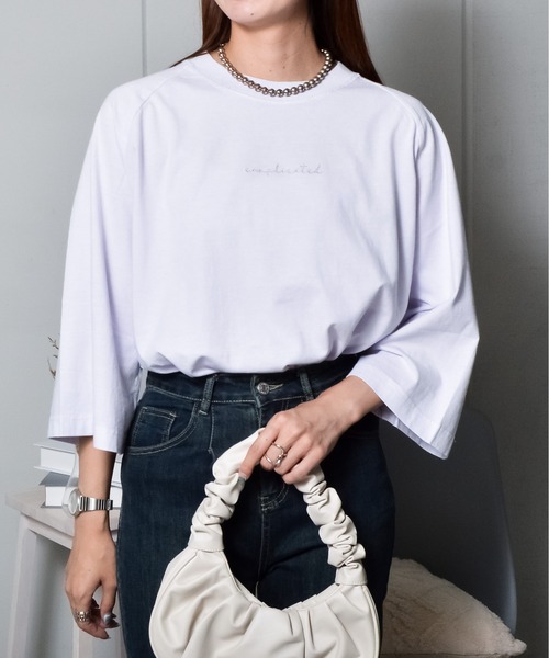 spiritoso（スピリトーゾ）の「【spiritoso】Complicated刺繍 ラグランTシャツ（Tシャツ/カットソー・レディース・ブラウン/ラベンダー/オレンジ/グレイッシュベージュ・FREE）」の14枚目の写真