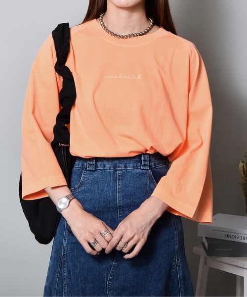 spiritoso（スピリトーゾ）の「【spiritoso】Complicated刺繍 ラグランTシャツ（Tシャツ/カットソー・レディース・ブラウン/ラベンダー/オレンジ/グレイッシュベージュ・FREE）」の17枚目の写真