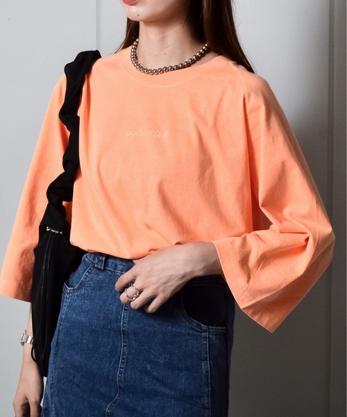 spiritoso（スピリトーゾ）の「【spiritoso】Complicated刺繍 ラグランTシャツ（Tシャツ/カットソー・レディース・ブラウン/ラベンダー/オレンジ/グレイッシュベージュ・FREE）」の18枚目の写真