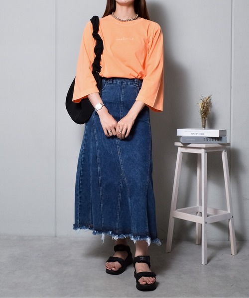 spiritoso（スピリトーゾ）の「【spiritoso】Complicated刺繍 ラグランTシャツ（Tシャツ/カットソー・レディース・ブラウン/ラベンダー/オレンジ/グレイッシュベージュ・FREE）」の19枚目の写真