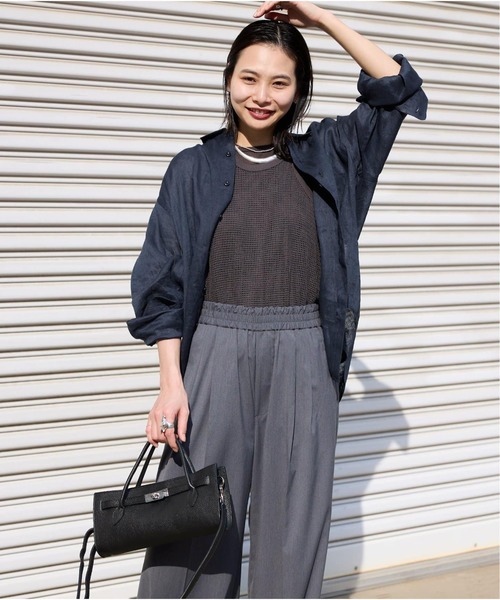JOURNAL STANDARD（ジャーナルスタンダード）の「《追加3》リネンレギュラーカラーシャツ（シャツ/ブラウス・レディース・ピンク/ネイビー/ブルー・FREE）」の11枚目の写真