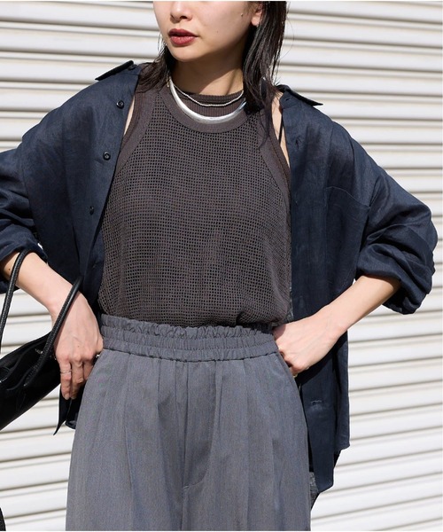 JOURNAL STANDARD（ジャーナルスタンダード）の「《追加3》リネンレギュラーカラーシャツ（シャツ/ブラウス・レディース・ピンク/ネイビー/ブルー・FREE）」の12枚目の写真