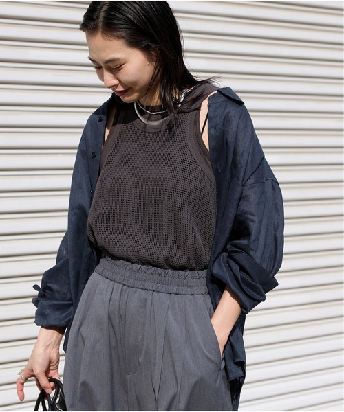 JOURNAL STANDARD（ジャーナルスタンダード）の「《追加3》リネンレギュラーカラーシャツ（シャツ/ブラウス・レディース・ピンク/ネイビー/ブルー・FREE）」の14枚目の写真