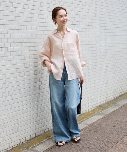 JOURNAL STANDARD（ジャーナルスタンダード）の「《追加3》リネンレギュラーカラーシャツ（シャツ/ブラウス・レディース・ピンク/ネイビー/ブルー・FREE）」の15枚目の写真