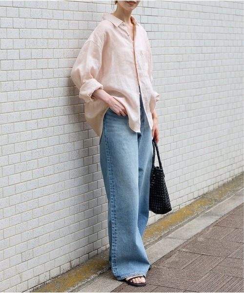 JOURNAL STANDARD（ジャーナルスタンダード）の「《追加3》リネンレギュラーカラーシャツ（シャツ/ブラウス・レディース・ピンク/ネイビー/ブルー・FREE）」の16枚目の写真