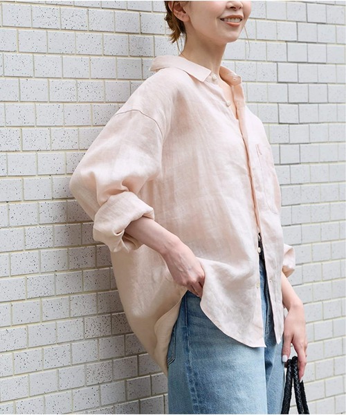 JOURNAL STANDARD（ジャーナルスタンダード）の「《追加3》リネンレギュラーカラーシャツ（シャツ/ブラウス・レディース・ピンク/ネイビー/ブルー・FREE）」の17枚目の写真