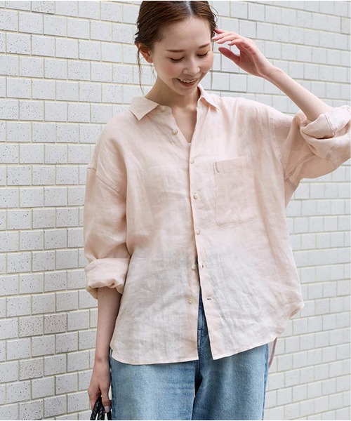 JOURNAL STANDARD（ジャーナルスタンダード）の「《追加3》リネンレギュラーカラーシャツ（シャツ/ブラウス・レディース・ピンク/ネイビー/ブルー・FREE）」の19枚目の写真