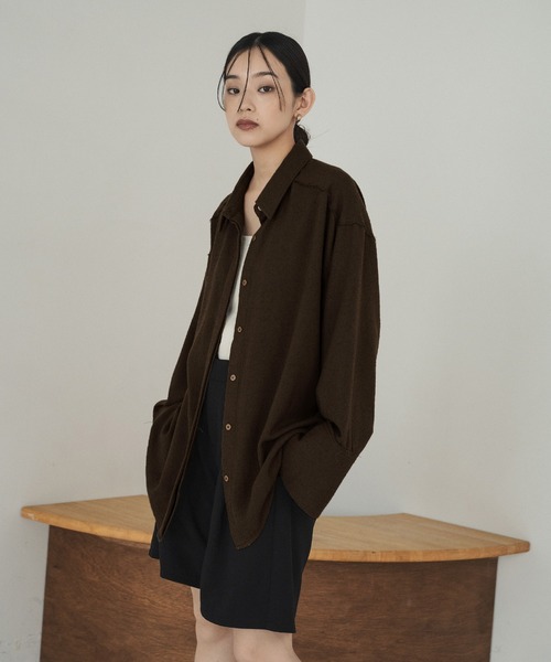 hellam（へラム）の「起毛 ビックカフスネップシャツ（シャツ/ブラウス・レディース・ブラック/アイボリー/ブラウン/ベージュ/イエロー・FREE）」の4枚目の写真