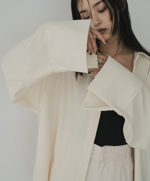 hellam（へラム）の「起毛 ビックカフスネップシャツ（シャツ/ブラウス・レディース・ブラック/アイボリー/ブラウン/ベージュ/イエロー・FREE）」の2枚目の写真