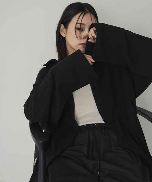 H BEAUTY&YOUTH ウールキャンバス ジップシャツ Mサイズ ブラック ベーセーストック B.C STOCK 《予約》【BOYCOM/ボイコム】ビーバー加工