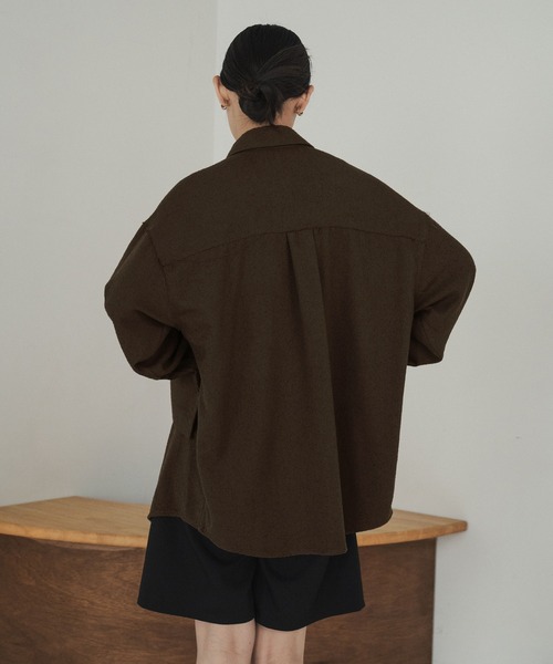 hellam（へラム）の「起毛 ビックカフスネップシャツ（シャツ/ブラウス・レディース・ブラック/アイボリー/ブラウン/ベージュ/イエロー・FREE）」の6枚目の写真