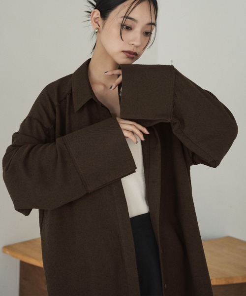 hellam（へラム）の「起毛 ビックカフスネップシャツ（シャツ/ブラウス・レディース・ブラック/アイボリー/ブラウン/ベージュ/イエロー・FREE）」の7枚目の写真