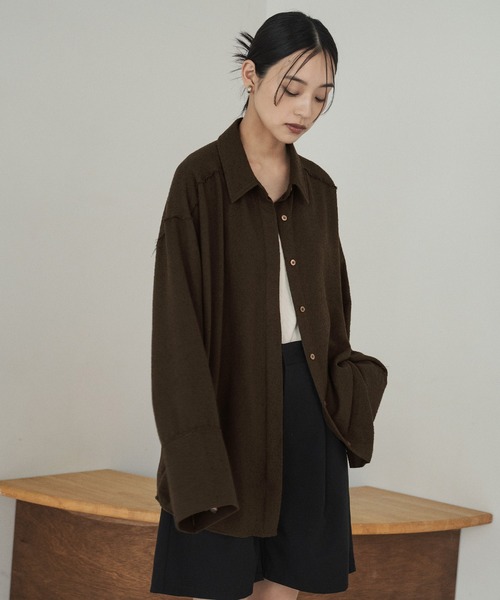 hellam（へラム）の「起毛 ビックカフスネップシャツ（シャツ/ブラウス・レディース・ブラック/アイボリー/ブラウン/ベージュ/イエロー・FREE）」の9枚目の写真