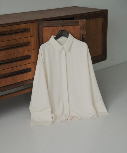 hellam（へラム）の「起毛 ビックカフスネップシャツ（シャツ/ブラウス・レディース・ブラック/アイボリー/ブラウン/ベージュ/イエロー・FREE）」の12枚目の写真