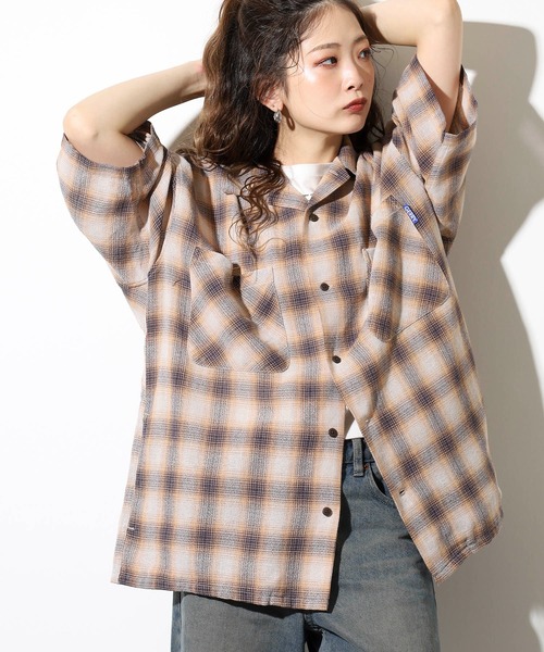 GERRY(ジェリー)の「GERRY ビッグシルエット ガーゼ オンブレ チェック 半袖 シャツ(シャツ/ブラウス・メンズ・グリーン/オレンジ/ブルー・M/L/LL)」の3枚目の写真