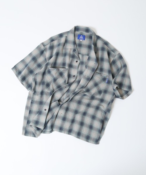 GERRY(ジェリー)の「GERRY ビッグシルエット ガーゼ オンブレ チェック 半袖 シャツ(シャツ/ブラウス・メンズ・グリーン/オレンジ/ブルー・M/L/LL)」の2枚目の写真