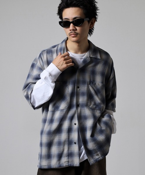 GERRY(ジェリー)の「GERRY ビッグシルエット ガーゼ オンブレ チェック 半袖 シャツ(シャツ/ブラウス・メンズ・グリーン/オレンジ/ブルー・M/L/LL)」の16枚目の写真