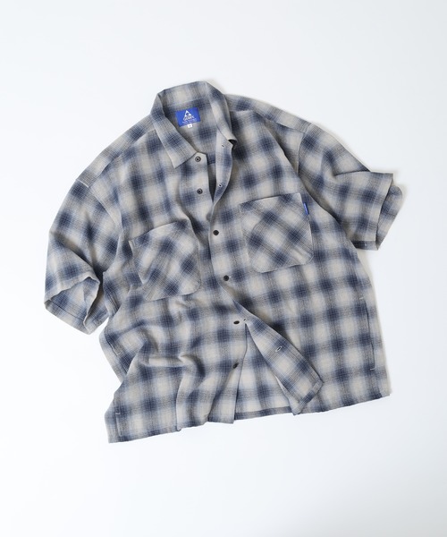 GERRY(ジェリー)の「GERRY ビッグシルエット ガーゼ オンブレ チェック 半袖 シャツ(シャツ/ブラウス・メンズ・グリーン/オレンジ/ブルー・M/L/LL)」の22枚目の写真