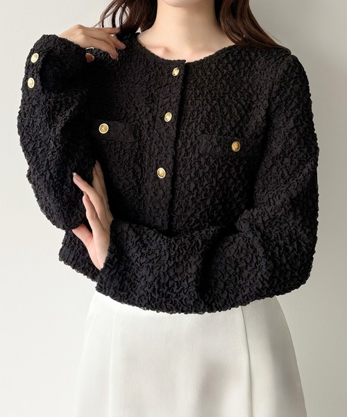 【セット販売】mipiarl スリットティアードスカート＆カーディガン/ボレロ セール】【レイヤードスタイルも◎】PARIS刺繍カーディガン
