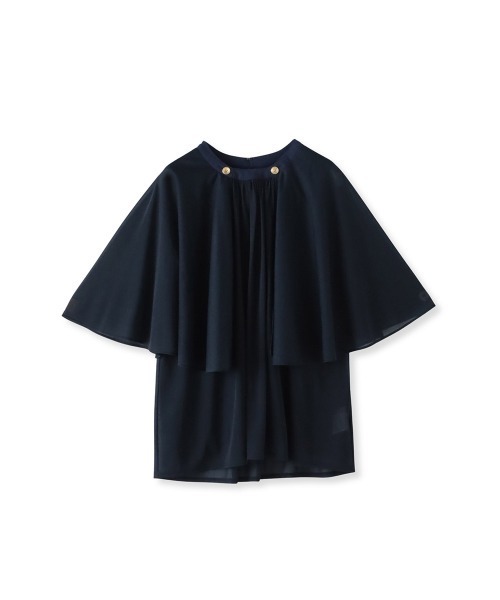 Viaggio Blu(ビアッジョブルー)の「シフォンケーププルオーバー≪洗濯機で洗える≫(Tシャツ/カットソー・レディース・ネイビー/ブルー系その他/ベージュ/ホワイト・M)」の4枚目の写真