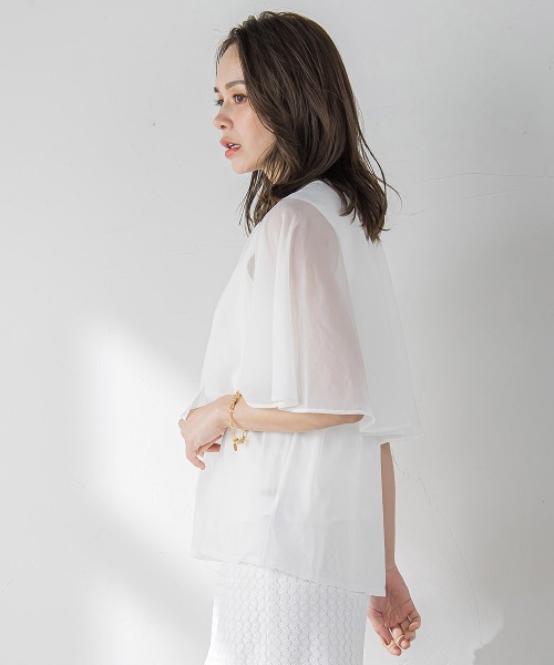 Viaggio Blu(ビアッジョブルー)の「シフォンケーププルオーバー≪洗濯機で洗える≫(Tシャツ/カットソー・レディース・ネイビー/ブルー系その他/ベージュ/ホワイト・M)」の5枚目の写真