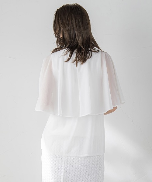 Viaggio Blu(ビアッジョブルー)の「シフォンケーププルオーバー≪洗濯機で洗える≫(Tシャツ/カットソー・レディース・ネイビー/ブルー系その他/ベージュ/ホワイト・M)」の7枚目の写真
