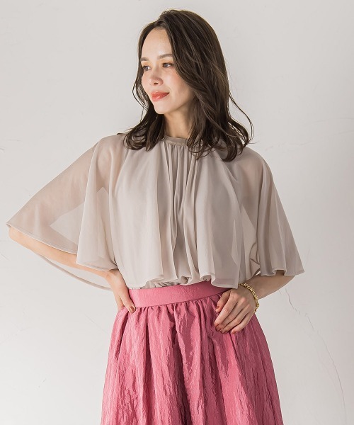 Viaggio Blu(ビアッジョブルー)の「シフォンケーププルオーバー≪洗濯機で洗える≫(Tシャツ/カットソー・レディース・ネイビー/ブルー系その他/ベージュ/ホワイト・M)」の15枚目の写真